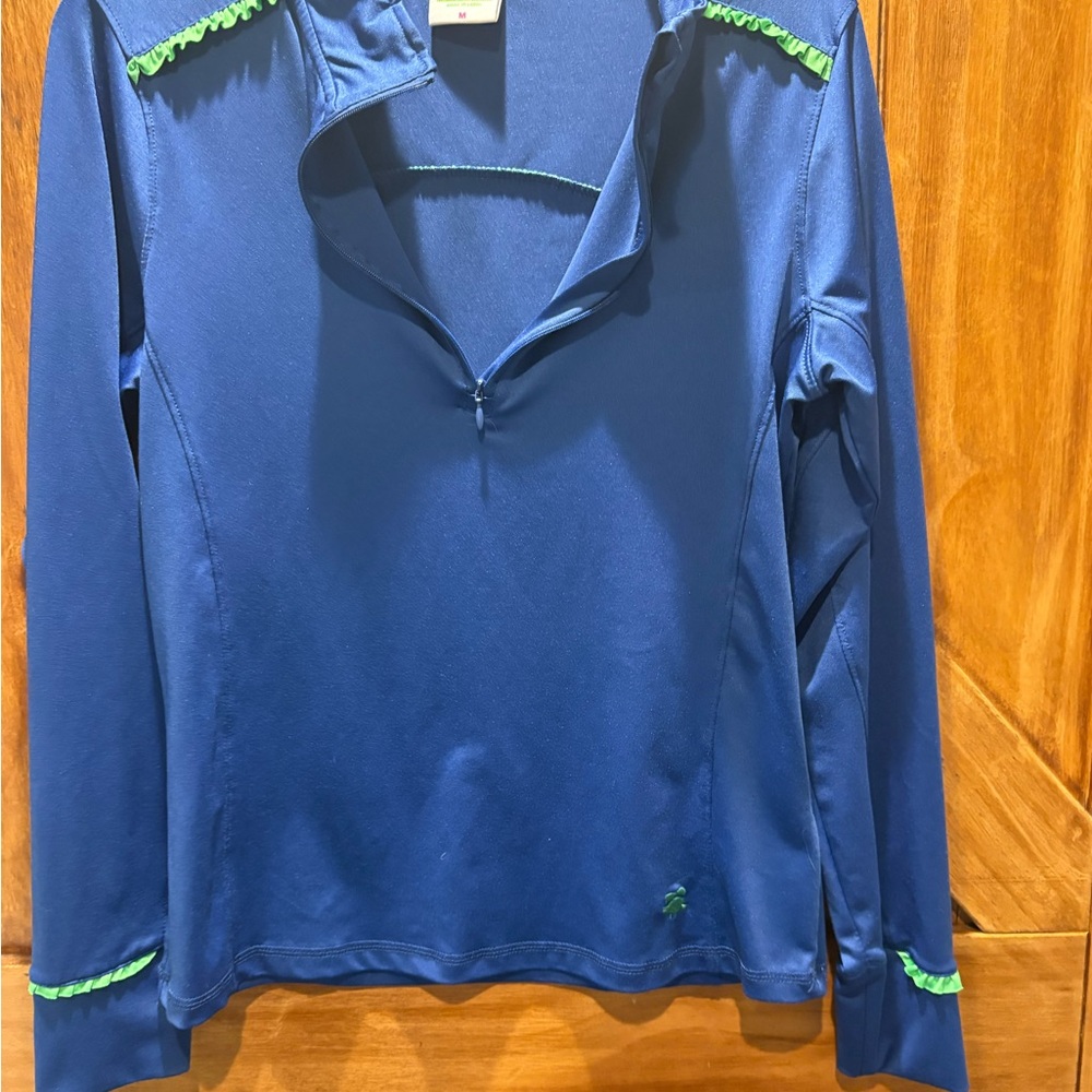 Birdies And Bows  Navy Top with Lime Trim M